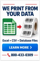 WePrintBarcodes.com can print from your Excel, CSV or Database files